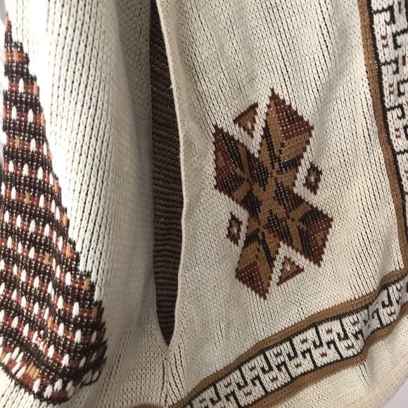 Vintage Clarke Fashions Ivory Mayan Boho Tiki Poncho Sweater One Size - Picture 5 of 8